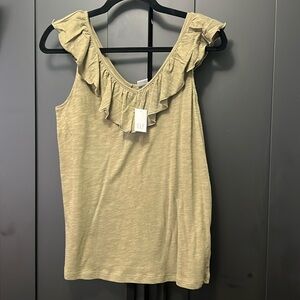 New! Gap sleeveless ruffle collar shirt. Green. Size S BRAND NEW WITH TAG